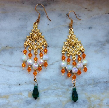 boucles d’oreilles chandeliers perles Swarovski